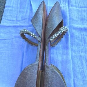 Badgley Mischka sparkly dress flats.  Gold with a hint of rose.